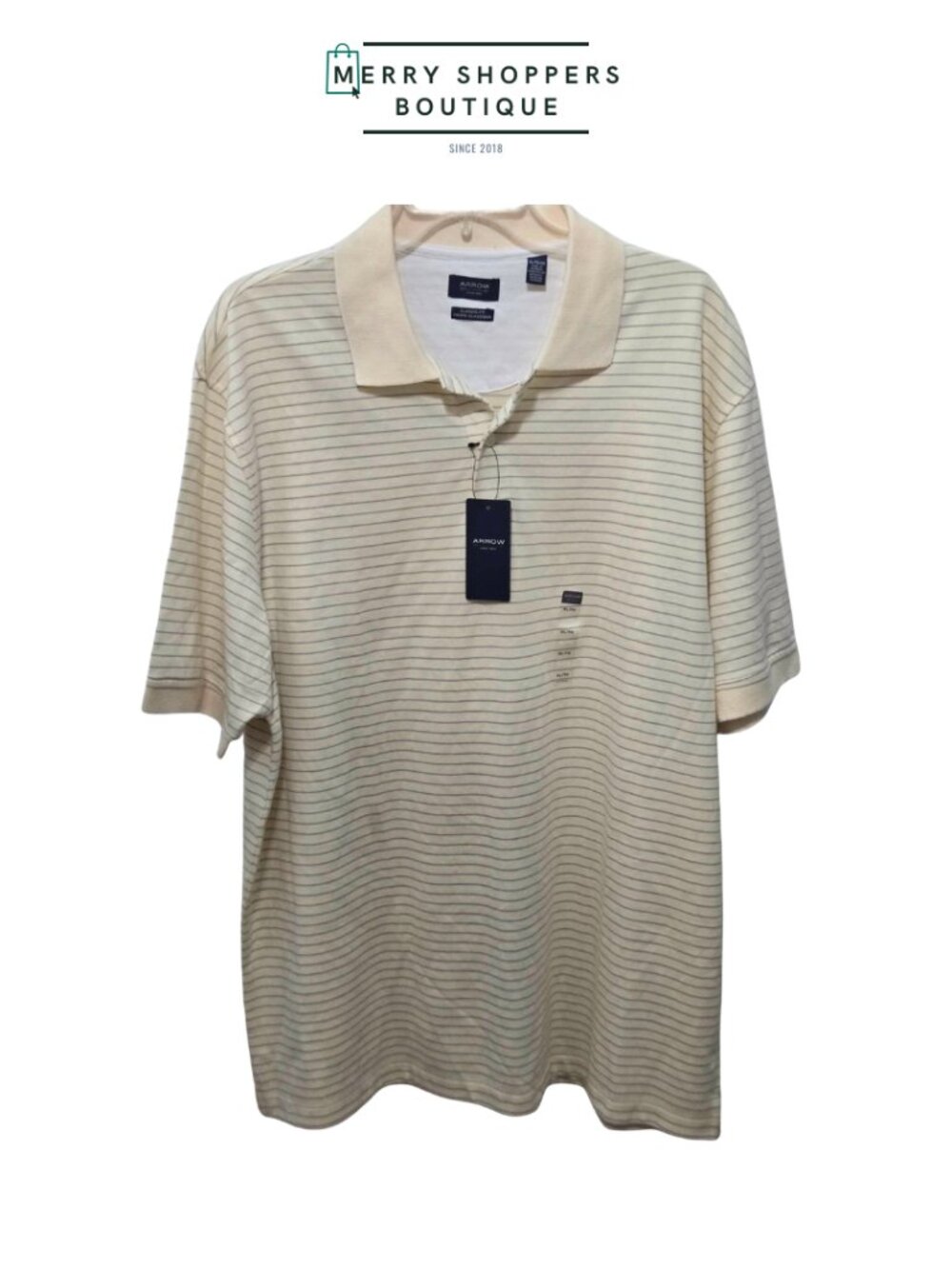 Men’s Off-White Striped Short Sleeve Polo Shirt